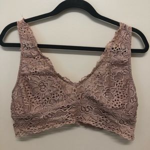 Pink floral lace bralette